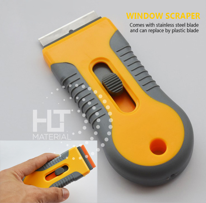 Razor Blade Scraper, Plastic Retractable Glass Scraper With Extra