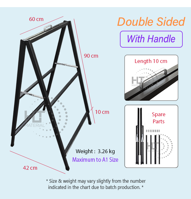 A FRAME METAL SIDEWALK STAND (HANDLE) 60CM X 90CM - HLT Material Sdn Bhd